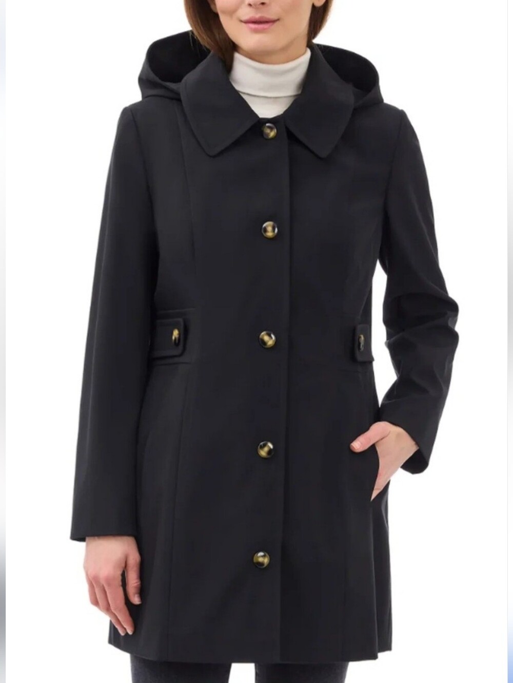 NEW! Anne Klein Black Trench Coat Size M